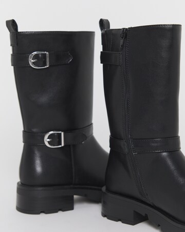 Flutter Chunky Biker Calf Boots - Extra Wide Fit (EEE)