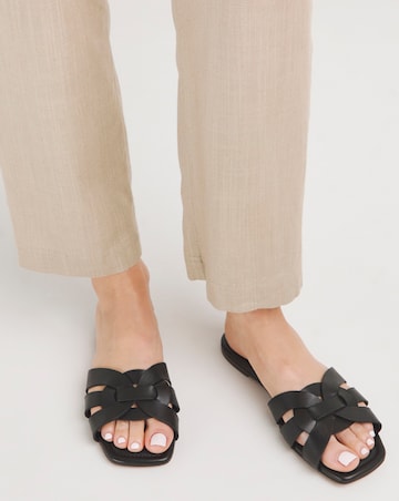 Wisteria Leather Woven Flat Mule - Wide Fit (E)