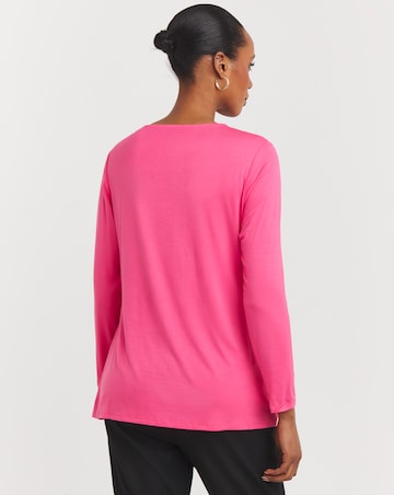 Pink Front Keyhole Detail Long Sleeve Top