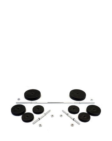 V-fit 50kg Vinyl Barbell & Dumbbell Weight Set