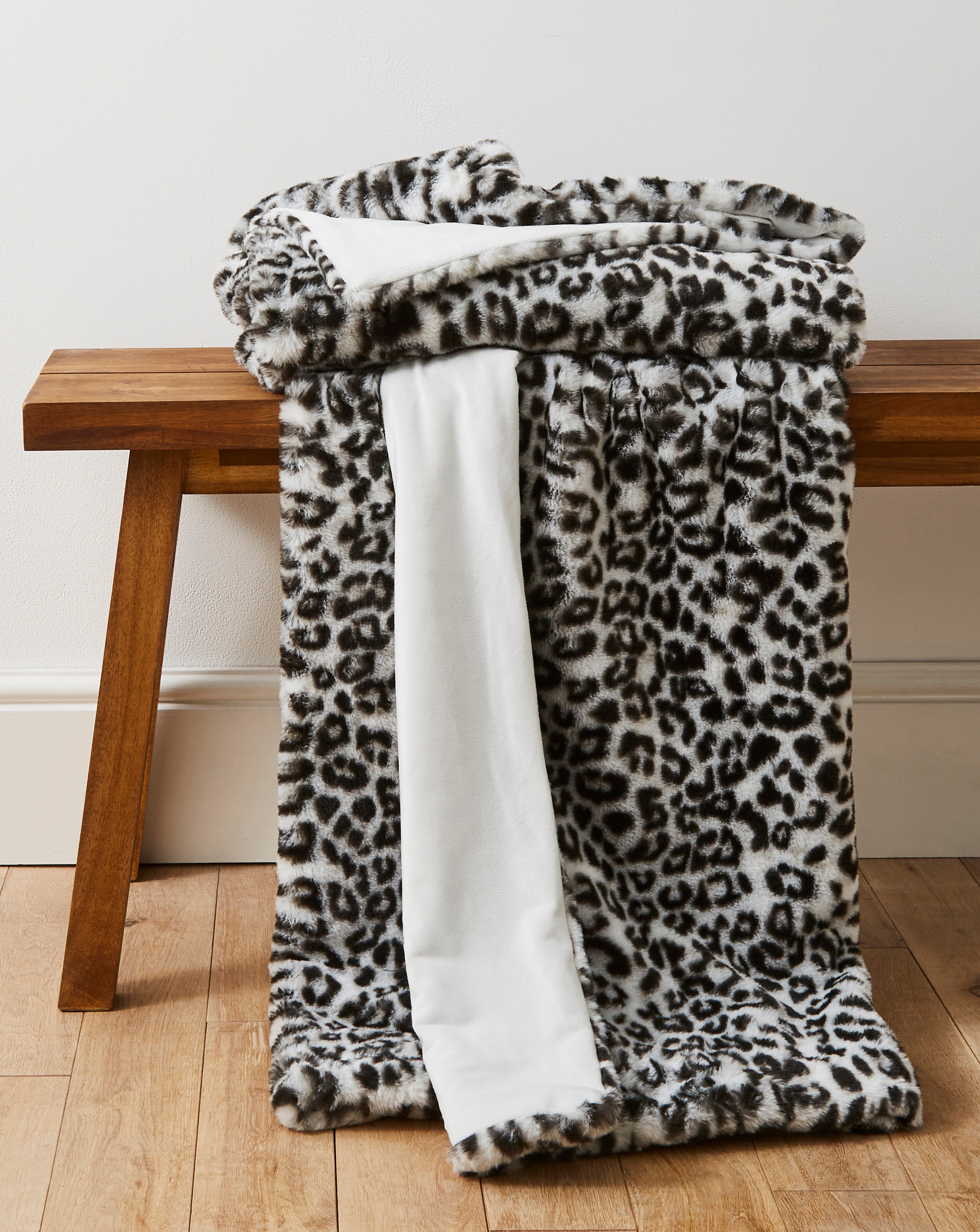 Leopard Printed Faux Fur Throw