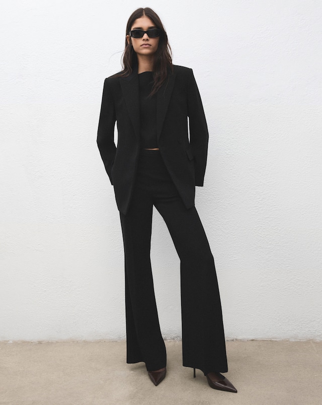 Mango High Waisted Flared Suit Trousers