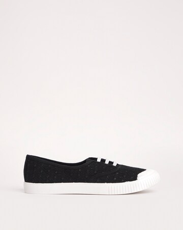 Burney Broderie Lace Up Plimsole Trainers Standard D Fit