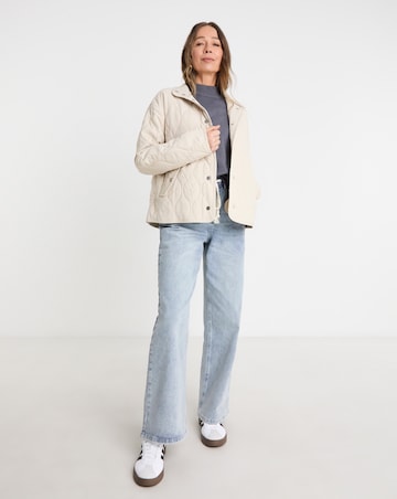 Neutral Washed Quilted Short Jacket