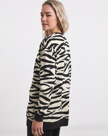 Zebra Print Side Zip Longline Sweat