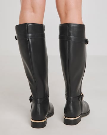 Heavenly Soles Cameron Knee High Buckle Boots - Wide Fit (E) & Super Curvy Calf