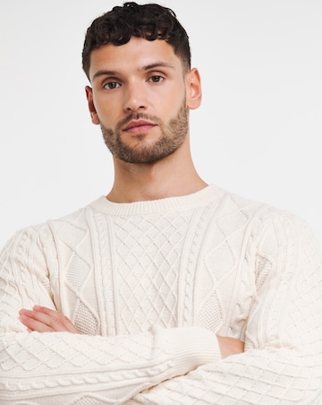 Ecru Cable Knit Crew Neck