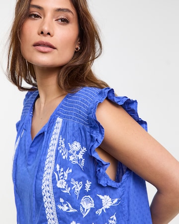 Figleaves Frida Blue Embroidered Beach Dress