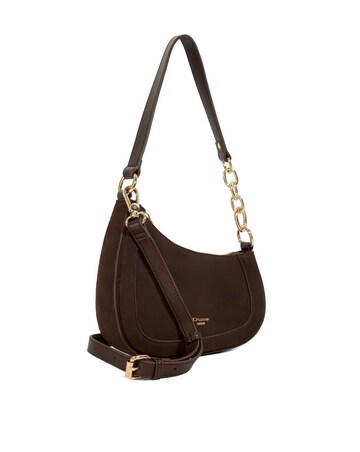Dune Direction Real Suede Asymmetric Chain Detail Shoulder Bag