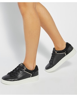Dune Elli Black Platform Trainers Standard Fit