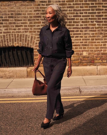 Cotton Rich Barrel Leg Trouser with Stretch