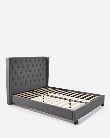 Allegra Winged Fabric Bed with 3 Layer Memory Foam Hybrid Mattress