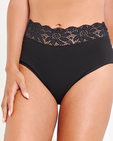 Pretty Secrets (5 Pack) Lace Top Full Knickers Black