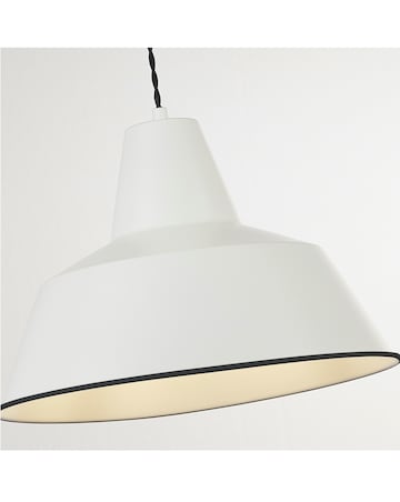 Cream Metal Diner Pendant with Twisted Braided Black Suspension Cable