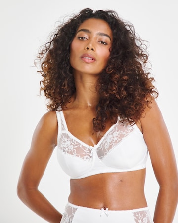 Pretty Secrets 2 Pack Cotton Lace Non Wired Full Cup Bras B-G White