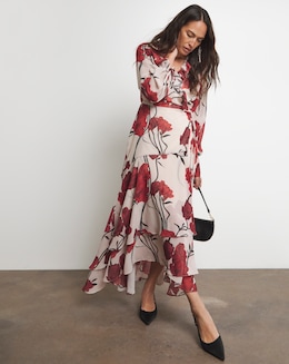 Joanna Hope Maxi Ruffle Wrap Dress