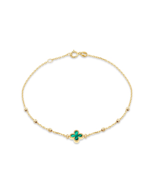 9ct Yellow Gold Malachite Bracelet