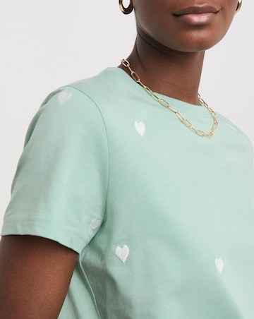 Pure Cotton Heart Embriodered T-Shirt