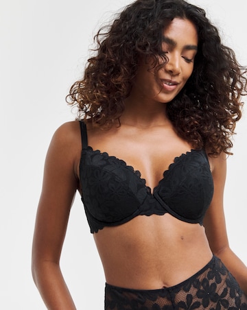 Pretty Secrets (2 Pack) Daisy Lace Plunge Wired Bras (B-F) Black/Almond