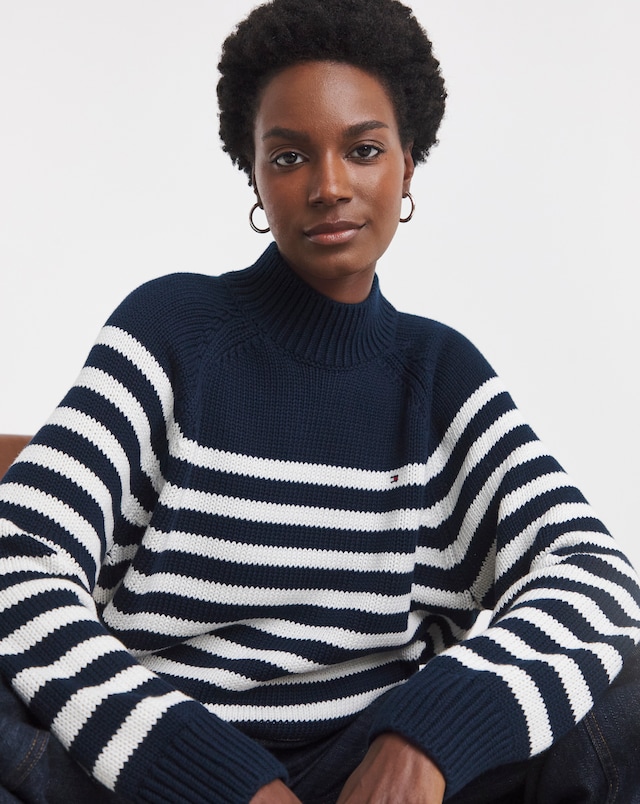 Tommy Hilfiger Coton Blend Mock Neck Long Sleeve Sweater