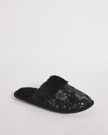 Gem Sequin Cosy Mule Slipper EEE Fit