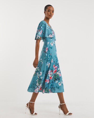 Joanna Hope Floral Print Angel Sleeve Dress
