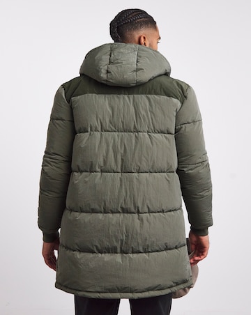 Khaki Mid Length Ripstop Padded Coat