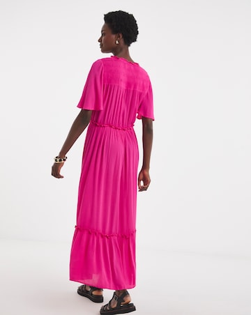 Crinkle Angel Maxi Sleeve Maxi Dress