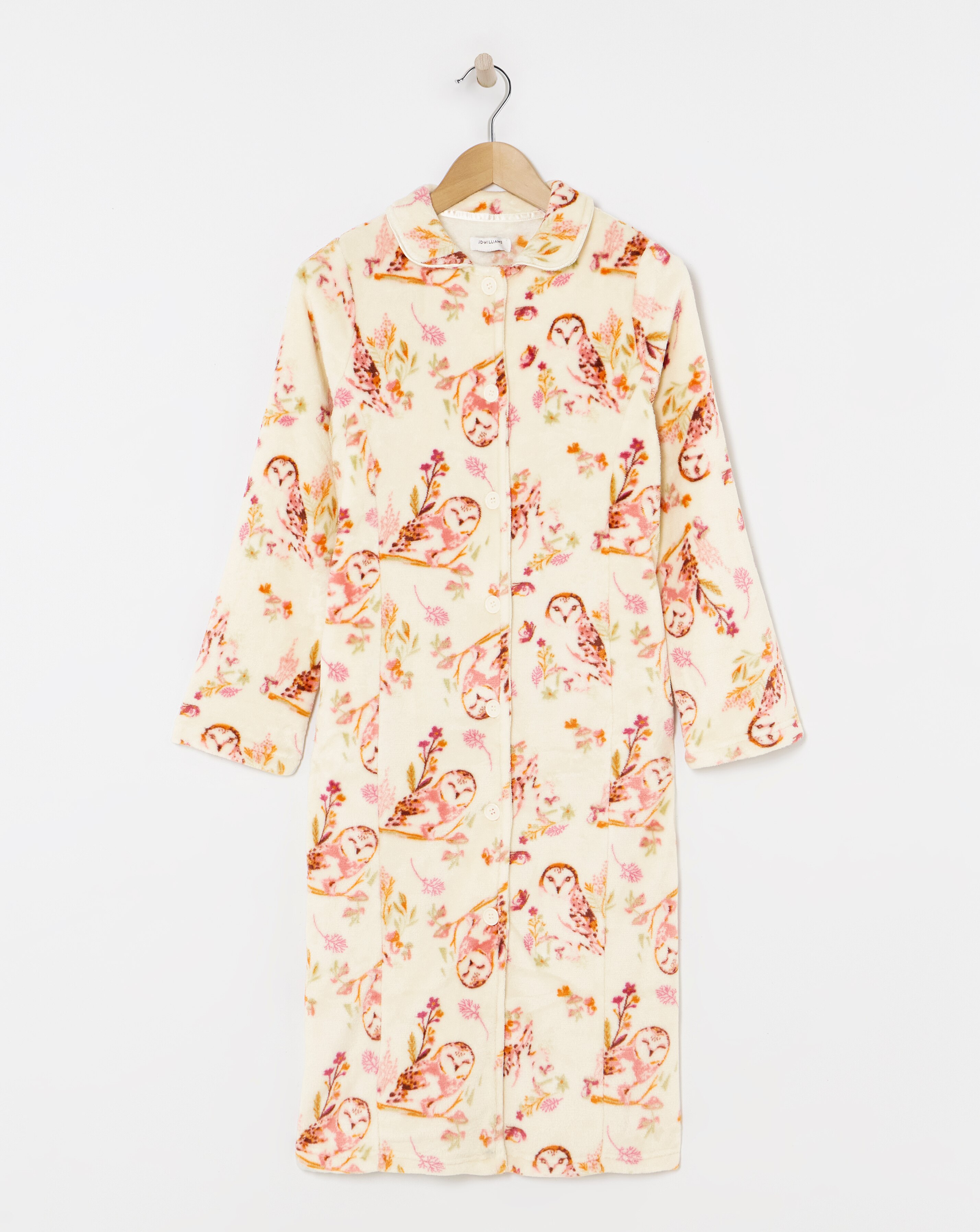 Button Through Midi Dressing Gown Owl Print