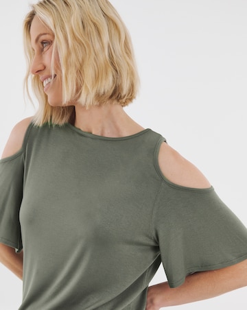 Cold Shoulder Longline Swing Top