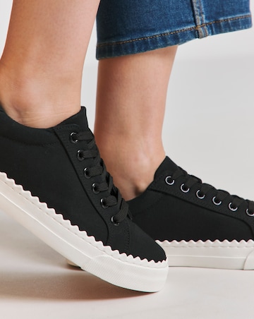 Janey Scalloped Edge Lace Up Trainer Extra Wide EEE Fit