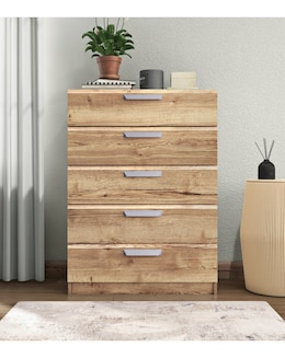 Lugo Ready Assembled 5 Drawer Wide Chest