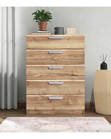 Lugo Ready Assembled 5 Drawer Wide Chest