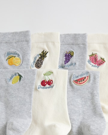 Pretty Secrets (7 Pair Pack) Days Of The Week Ankle Socks (Wide Fit) Fruits