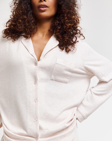 Pretty Secrets Brushed Ribbed Button Through Pyjama Set