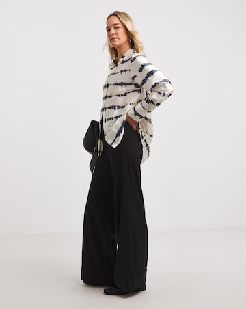 Ivory Abstract Stripe Satin Shirt