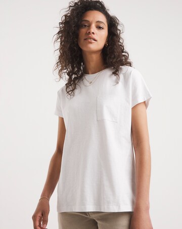 White Cotton Slub Pocket Short Sleeve T-Shirt