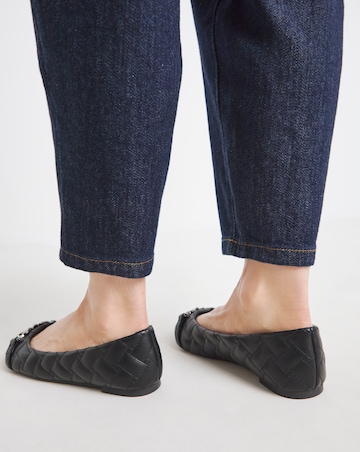 Ari Quilted Ballerinas With Trim - Wide Fit (E)