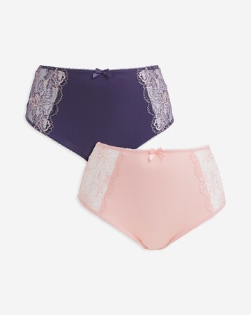 Pretty Secrets 2 Pack Ella Lace Full Brief Knickers - Navy/Pink