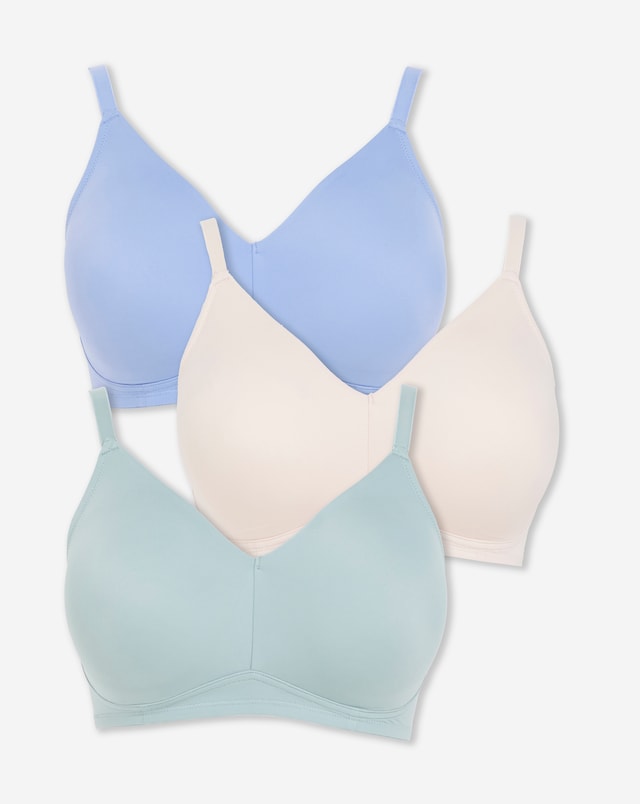 Pretty Secrets 3 Pack Claire Micro Moulded Full Cup Non Wired Bras B-E Blue