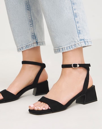 Amber Barely There Low Block Heel Sandals - Wide Fit (E)