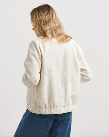 Cream Boucle Bomber Jacket