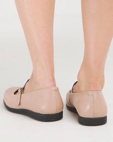 Heavenly Soles Annette Mary Jane Flat Leather Ballerina - Extra Wide Fit (EEE)