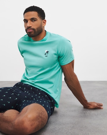 Palm Jersey Tee and Woven Shorts Set