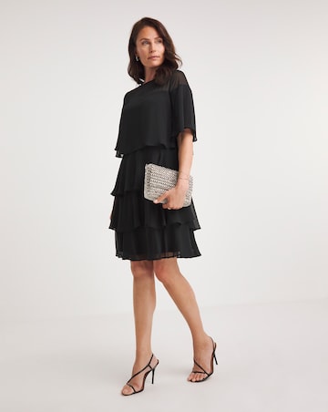 Joanna Hope Black Tiered Shift Dress