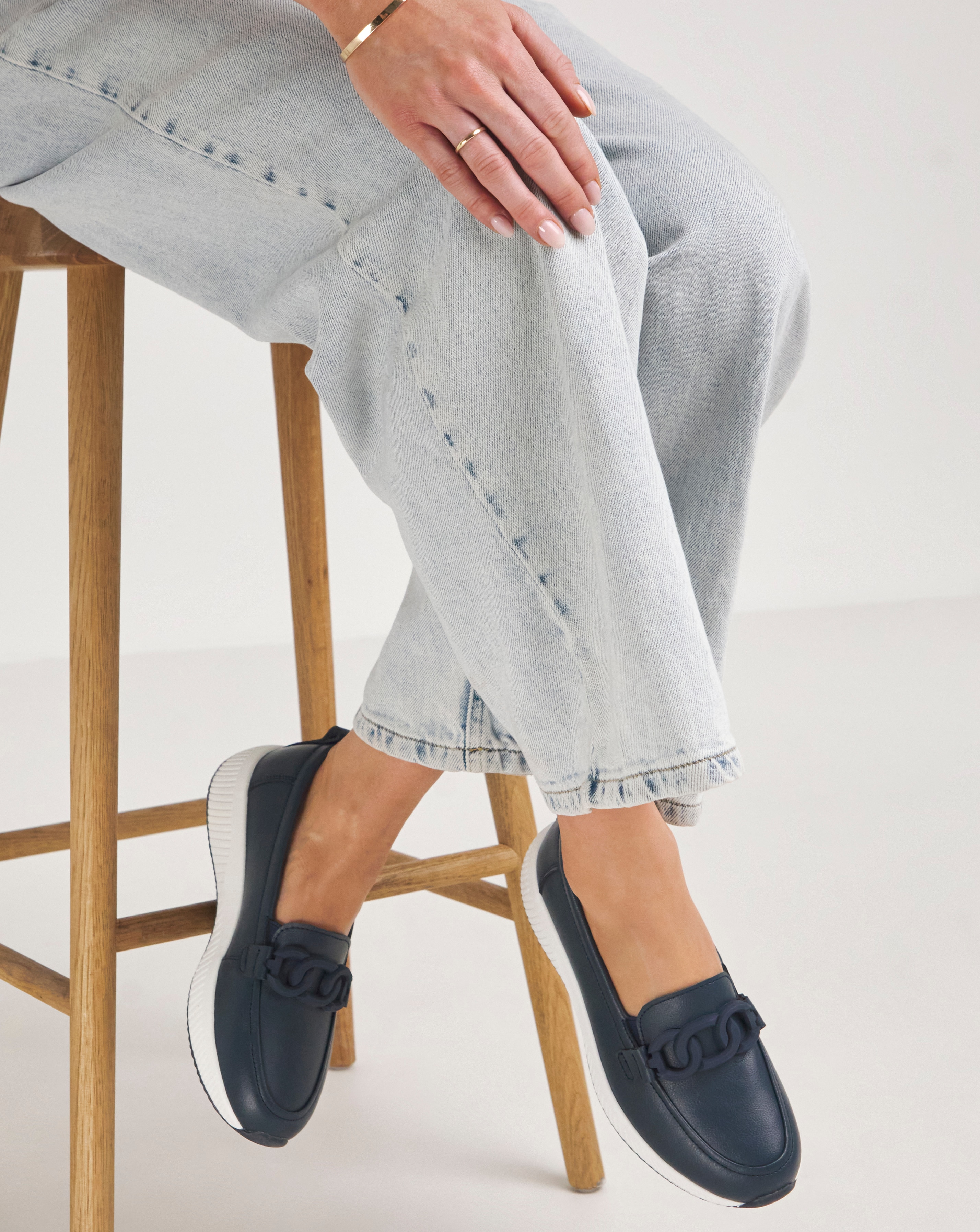 Heavenly Soles Carol Leather Sporty Loafers - Extra Wide Fit (EEE)