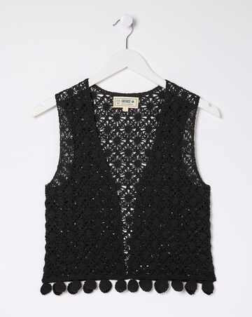 FatFace Coin Trim Crochet Waistcoat