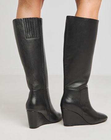 Jocelyn Leather Wedge Boots - Wide Fit (E) & Curvy Calf