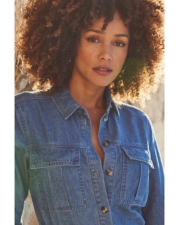 Sosandar Mid Blue Denim Utility Shirt