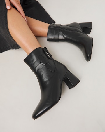 Kathy Heeled Leather Boot With Wrap Around Detail - Extra Wide Fit (EEE)